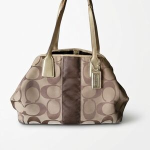 Coach Signature Stripe Framed Kisslock Carryall Y2K F13533